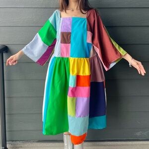 Handmade Quilted Patchwork Colorblock Dress SKU 04031
